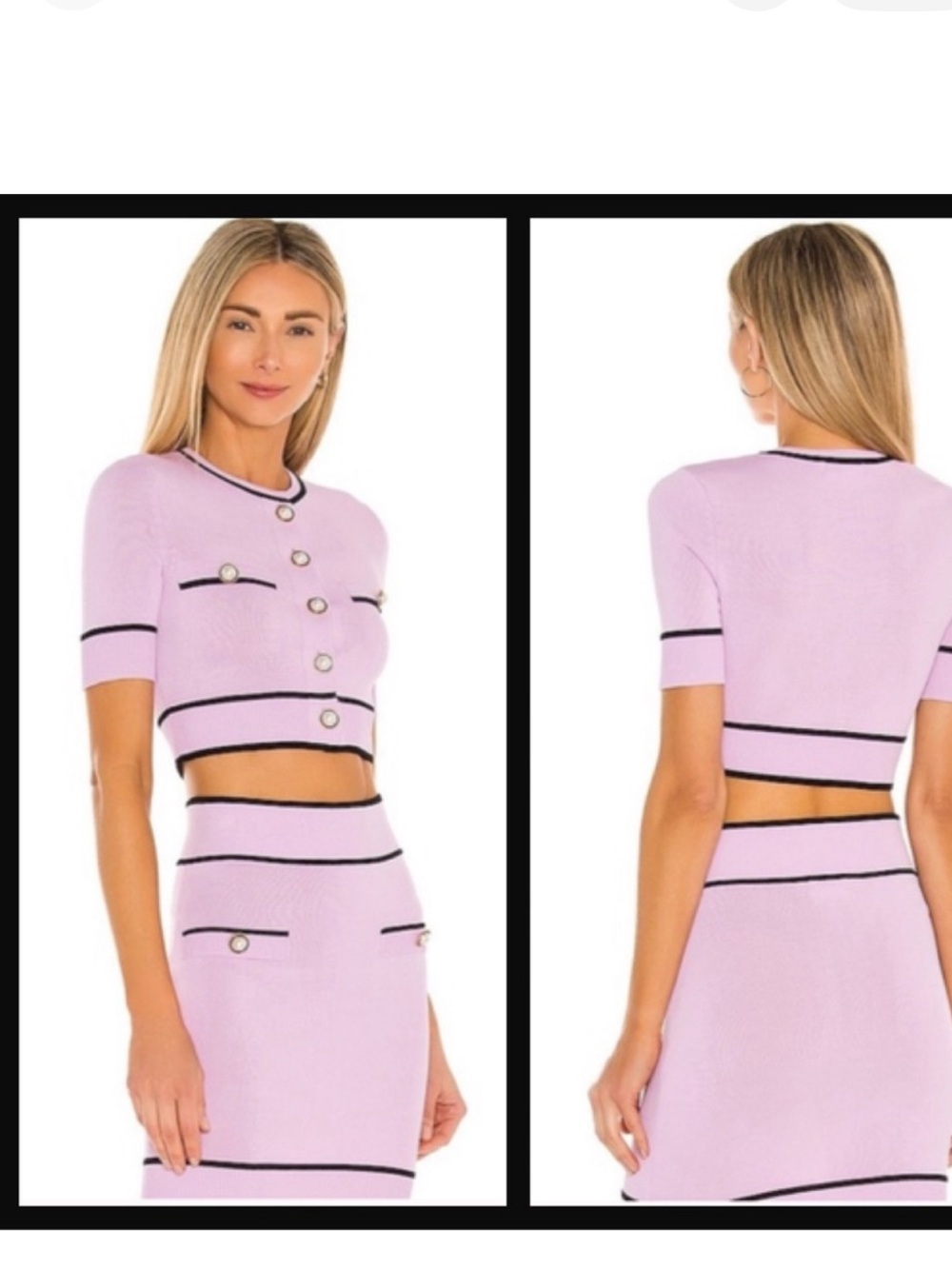 Lovers and Friends.  Lavender Two-Piece Knit Crop Top & Skirt Set